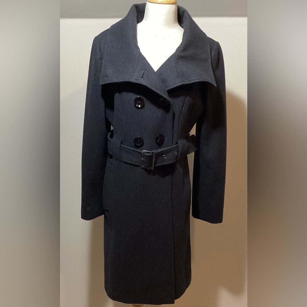 Guess Women's Black Wool Blend Jacket or Coat Button Up & Belted Size M